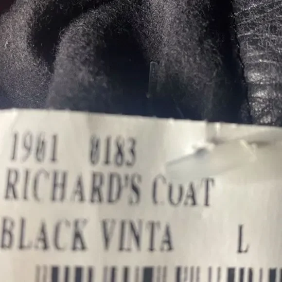 Roots “Richard” Leather Car Coat Vintage Black Treated size L Zip Front Y